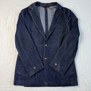 Robert Talbot Men's Navy Cashmere Silk Blazer Button Front Casual Work medium